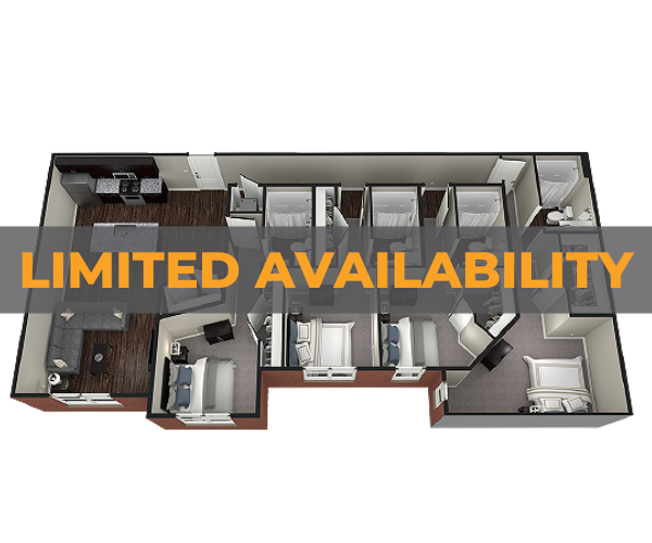 A 3D image of the 4BR/4BA – Cambridge Reno floorplan, a 1685 squarefoot, 4 bed / 4 bath unit